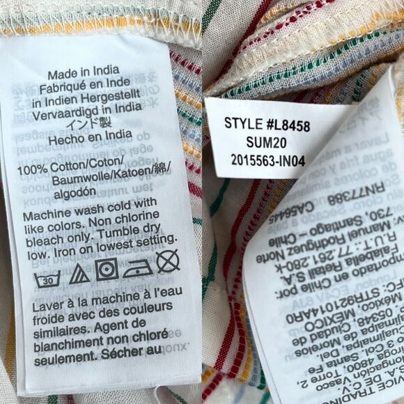 Madewell Raibnbow Striped Cami Blouse top button front, size XS, 100% Cotton - Picture 8 of 8